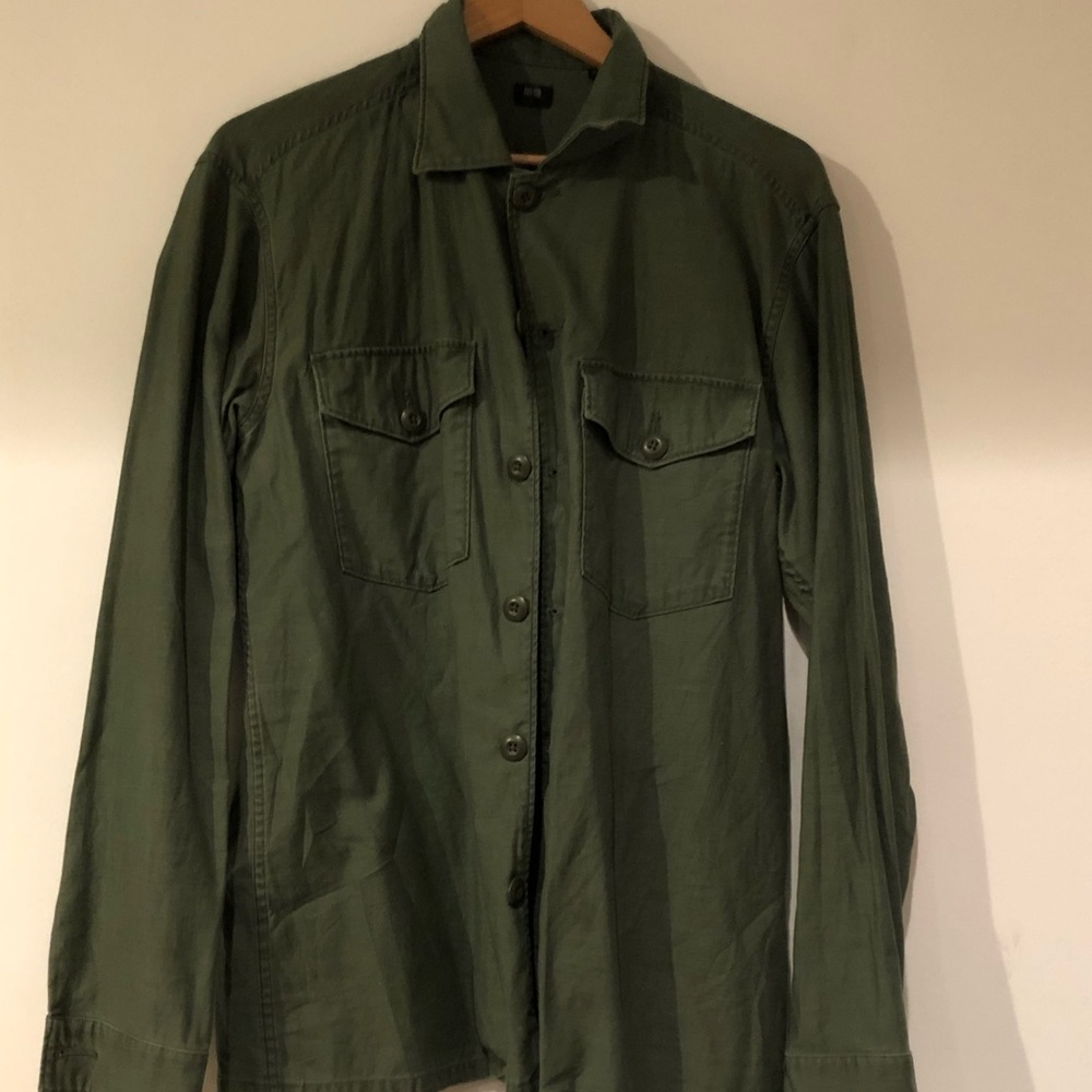 Uniqlo Green Military Button Down Shirt - L